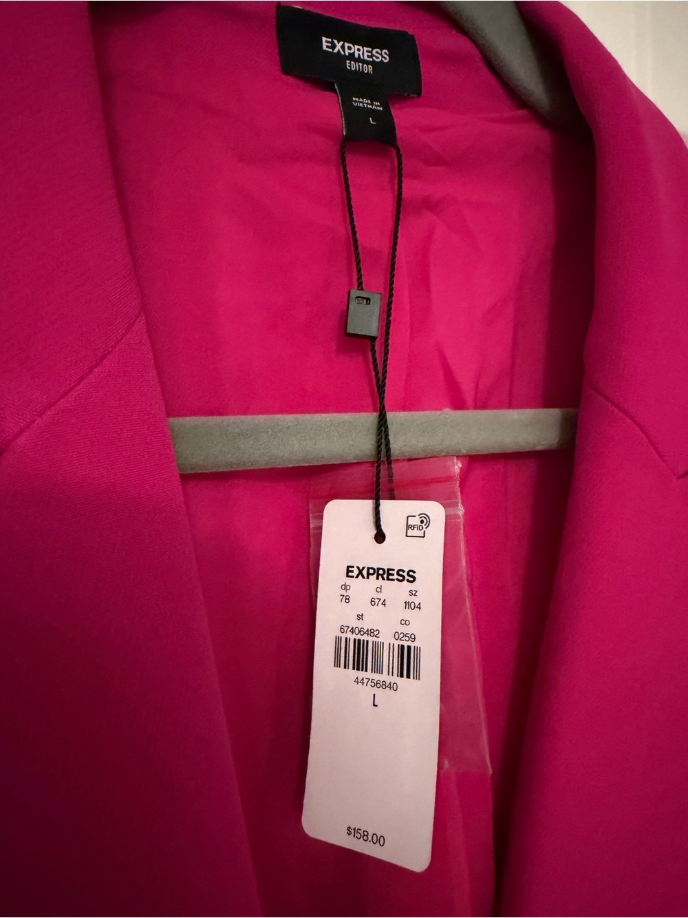 NWT Express Editor Fuchsia Pink Blazer & Wide Leg Trouser Suit Set L / 14R - Picture 4 of 8